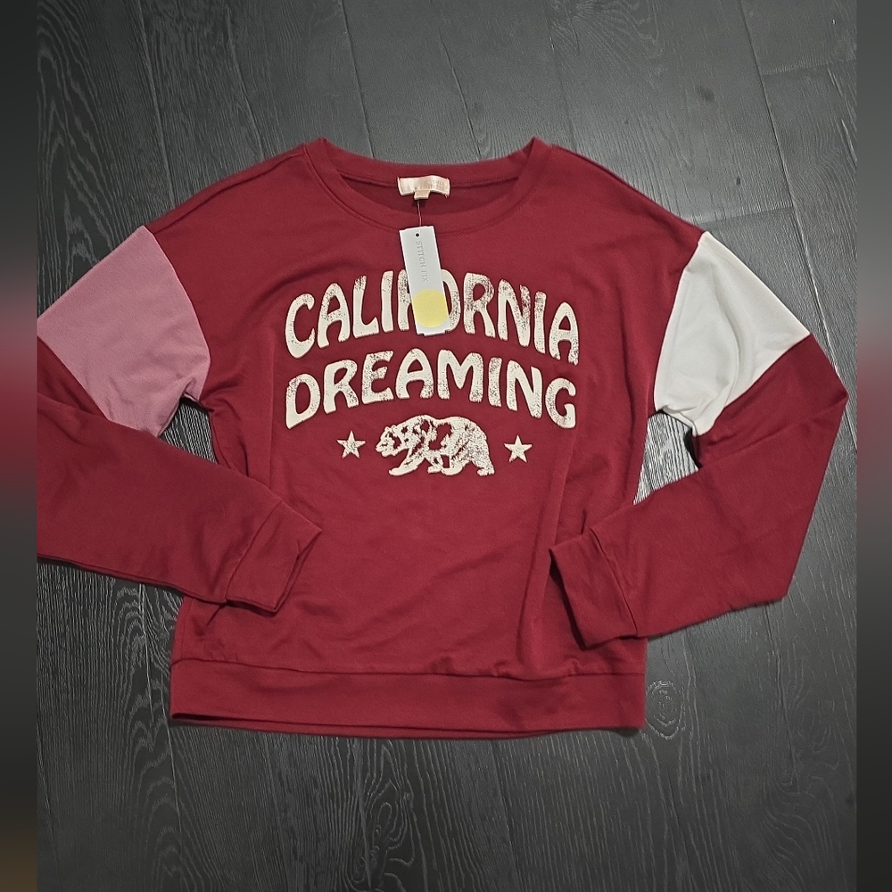 California Dreaming Kids Long Sleeve Tee - Red and Pink